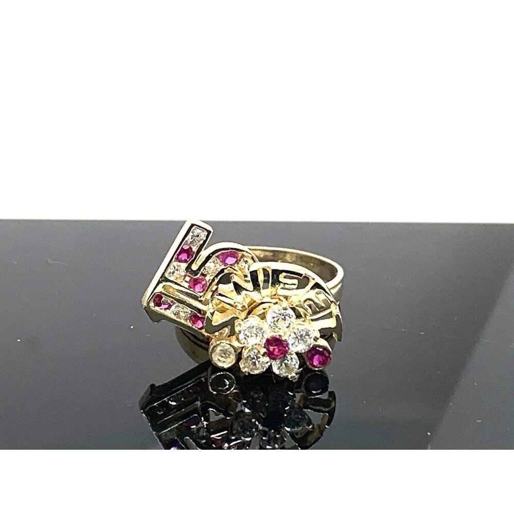 Sweet 15 Birthday Ring Gemstone 14k Yellow Gold Estate Jewelry Women's Size 6.5